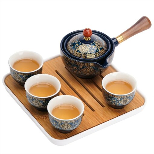 طقم إبريق شاي محمول مع صانع شاي 360 درجة ودوران